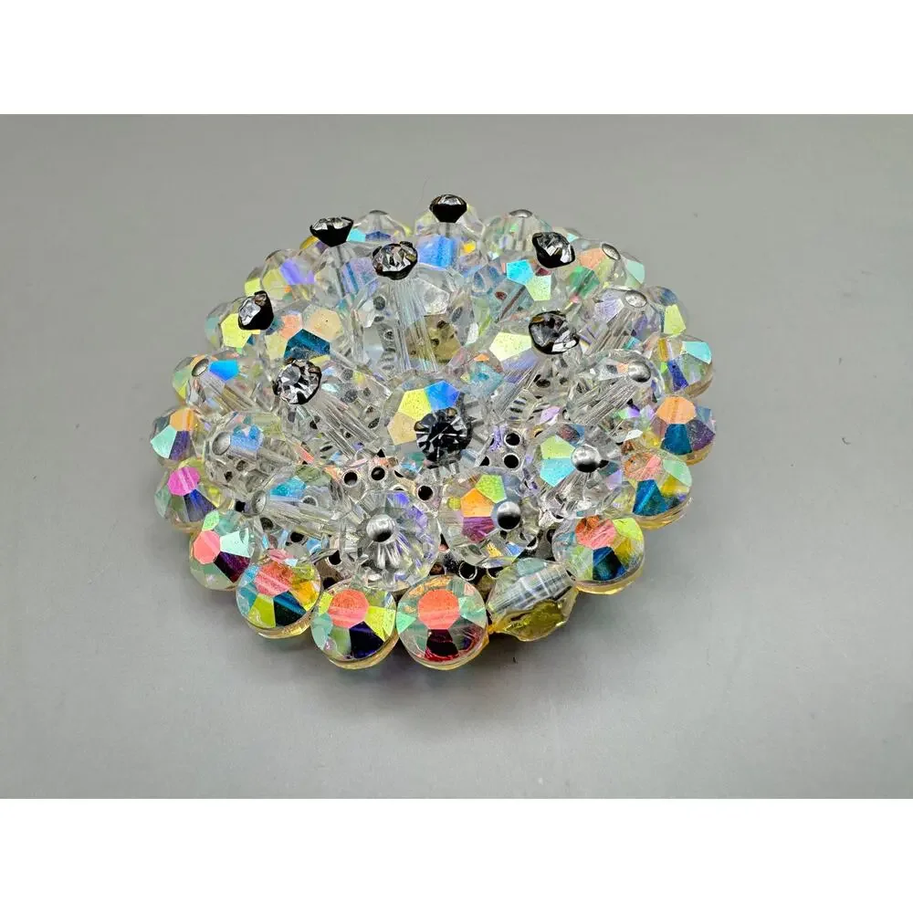 Vintage Aurora Borealis Crystal Brooch Pin